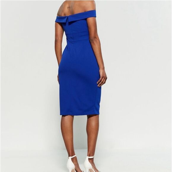 Aiden Mattox royal blue off the shoulder side slit sheath dress size 2 - Picture 2 of 14